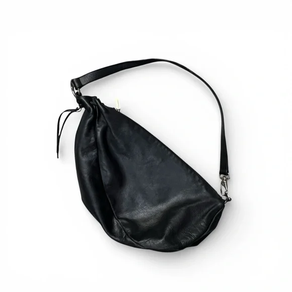 🖤 HOBO Black Pebbled Leather Slouch Shoulder Bag Crescent - Picture 2 of 5